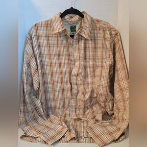 Timberland Men's Plaid Tan dress shirt Size Large